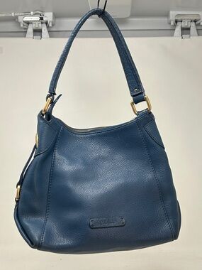 COLE HAAN BLUE PEBBLED LEATHER SHOULDER BAG/HOBO STYLE